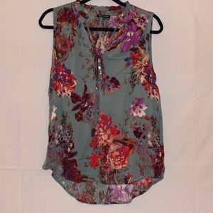 NWT Blue/Purple Floral Sleeveless Top Size:S